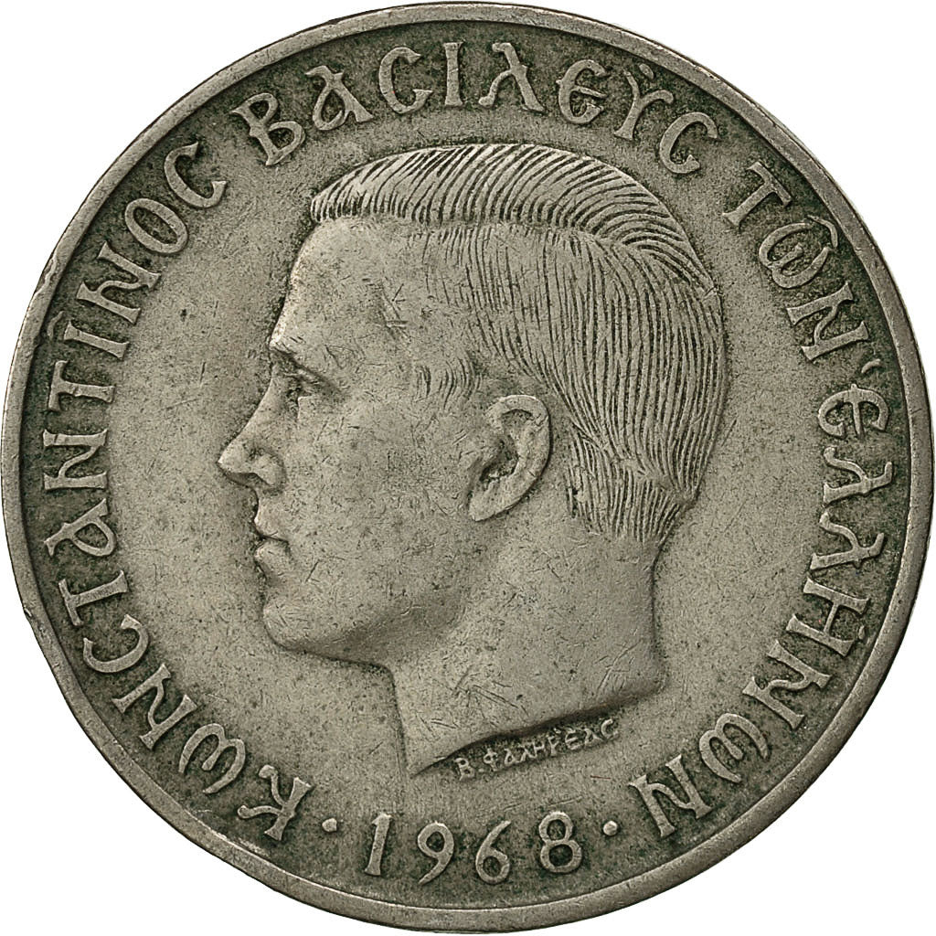 Münze, Griechenland, Constantine II, 10 Drachmai, 1968, SS, Copper-nickel