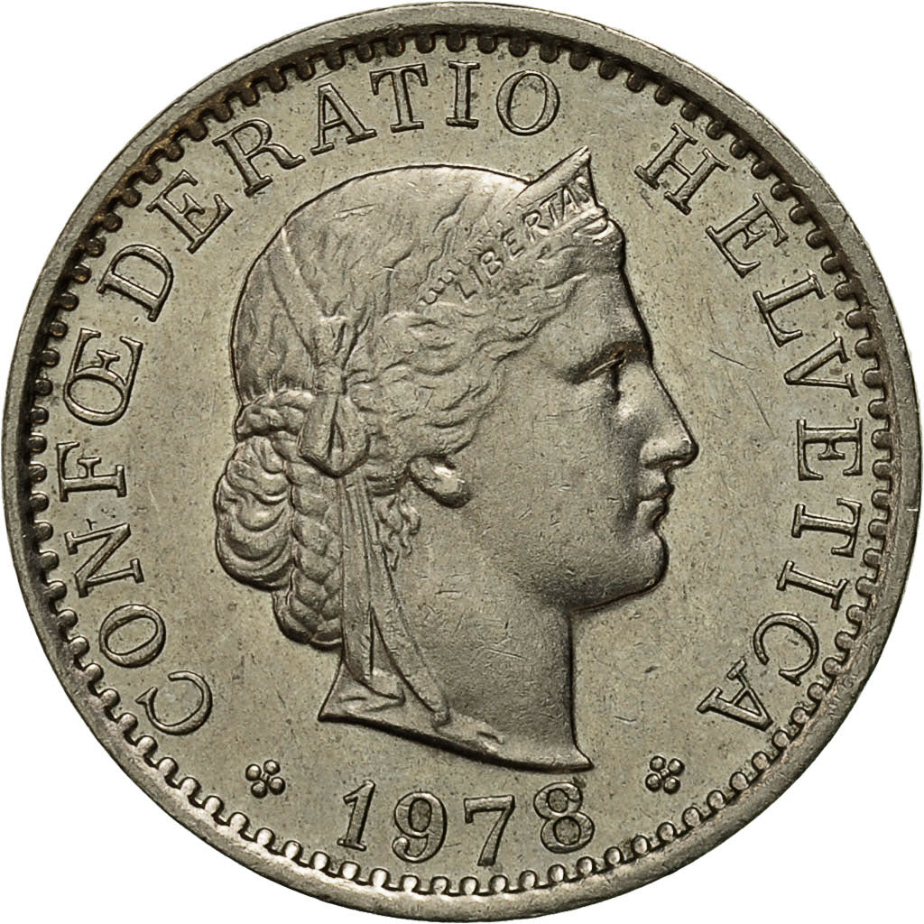 Münze, Schweiz, 20 Rappen, 1978, Bern, VZ, Copper-nickel, KM:29a