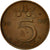 Moneta, Holandia, Juliana, 5 Cents, 1980, EF(40-45), Bronze, KM:181