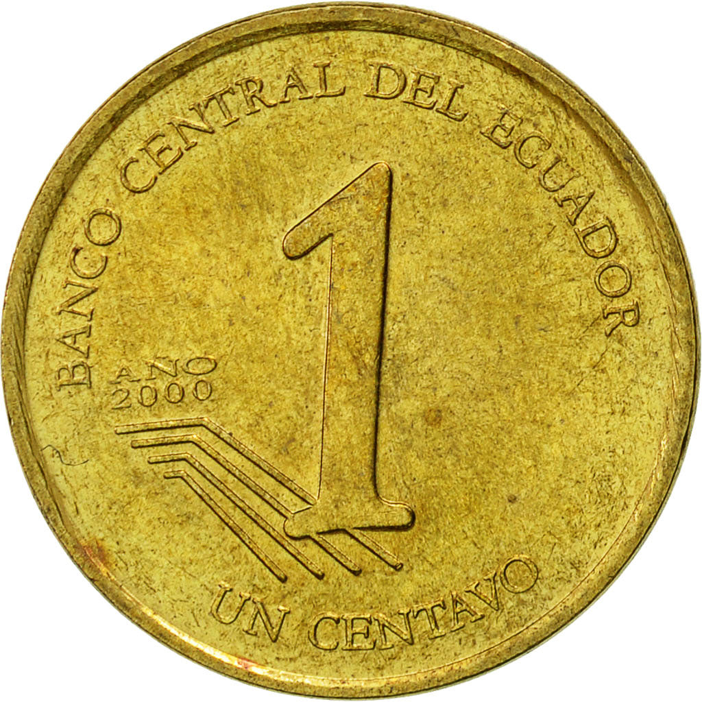 Moneda, Ecuador, Centavo, Un, 2000, MBC, Latón, KM:104