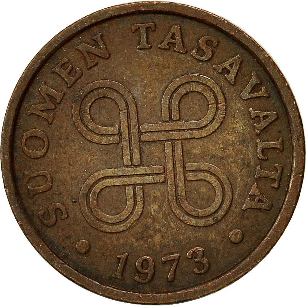Moneta, Finlandia, 5 Pennia, 1973, BB, Rame, KM:45