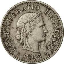 Moneta, Svizzera, 10 Rappen, 1895, Bern, BB, Rame-nichel, KM:27