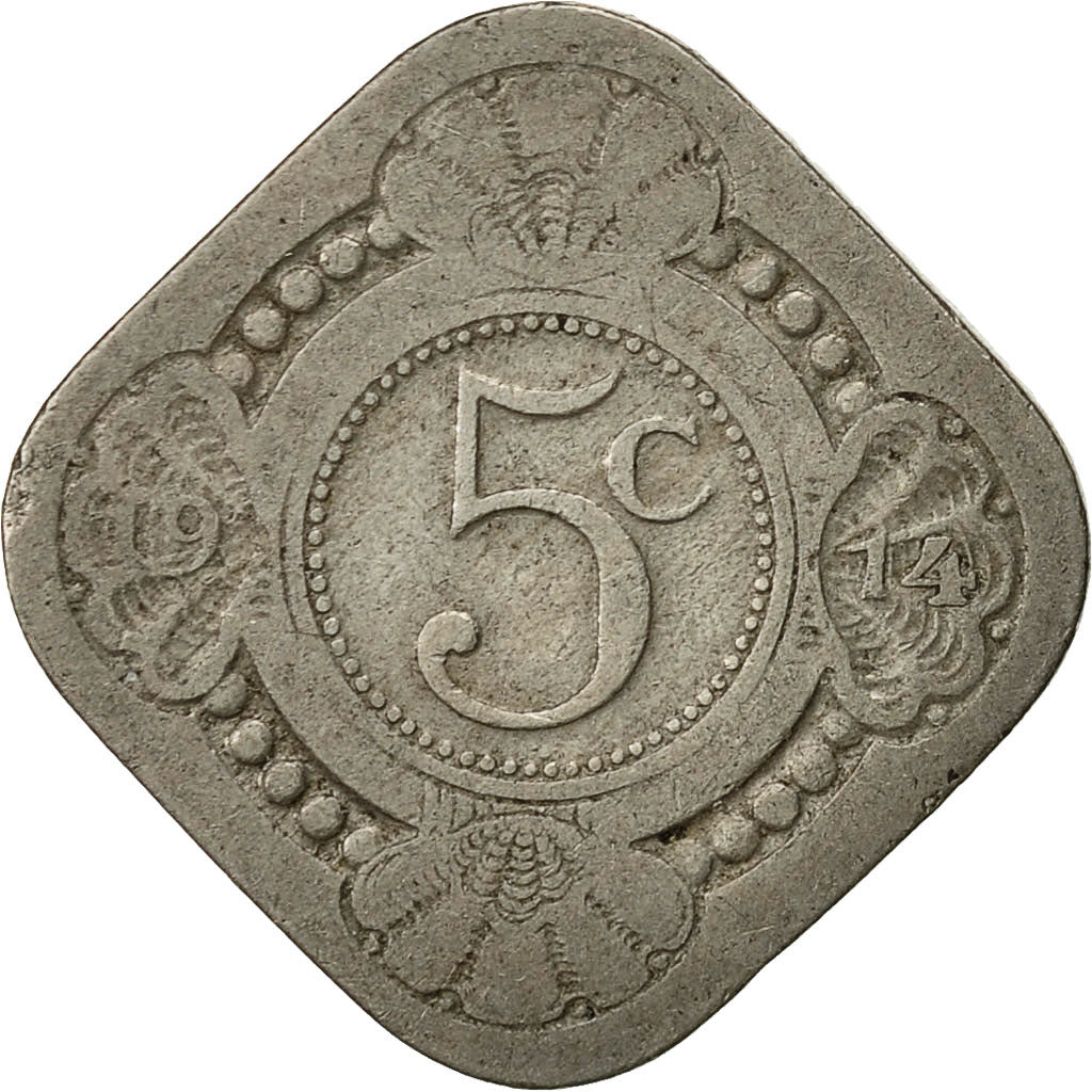 Münze, Niederlande, Wilhelmina I, 5 Cents, 1914, SS, Copper-nickel, KM:153