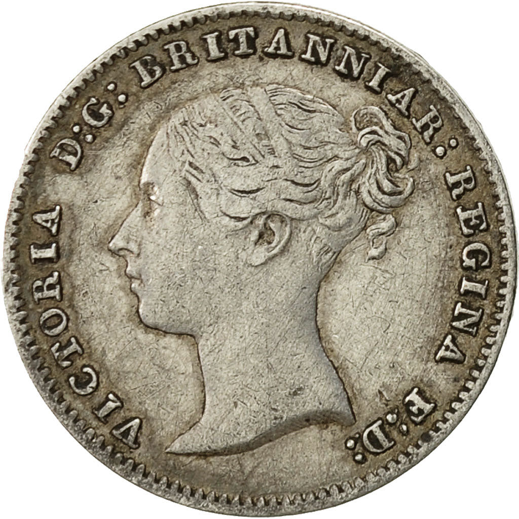 Great Britain, Victoria, 3 Pence, 1845, EF(40-45), Silver, KM:730