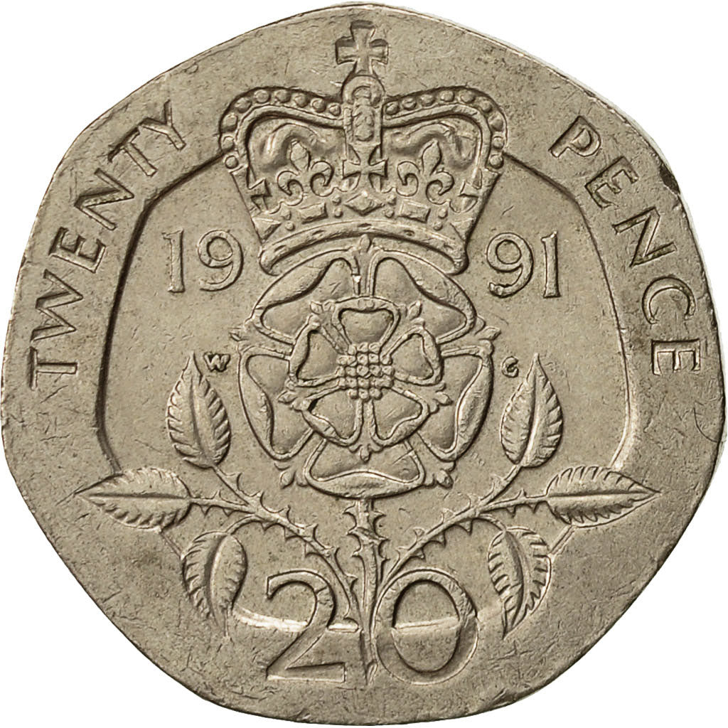 Moneta, Wielka Brytania, Elizabeth II, 20 Pence, 1991, AU(50-53), Miedź-Nikiel