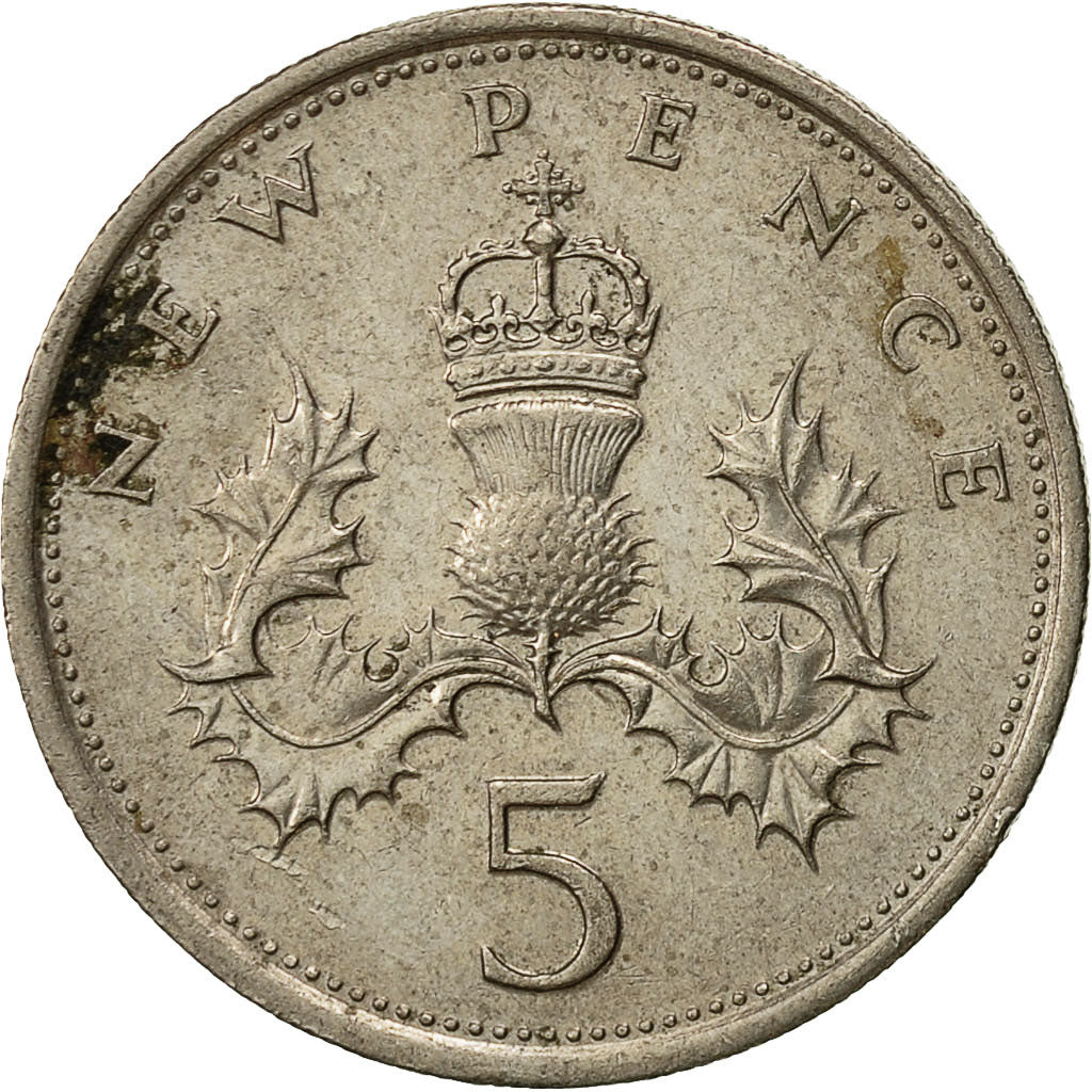 Monnaie, Grande-Bretagne, Elizabeth II, 5 New Pence, 1975, TTB, Copper-nickel