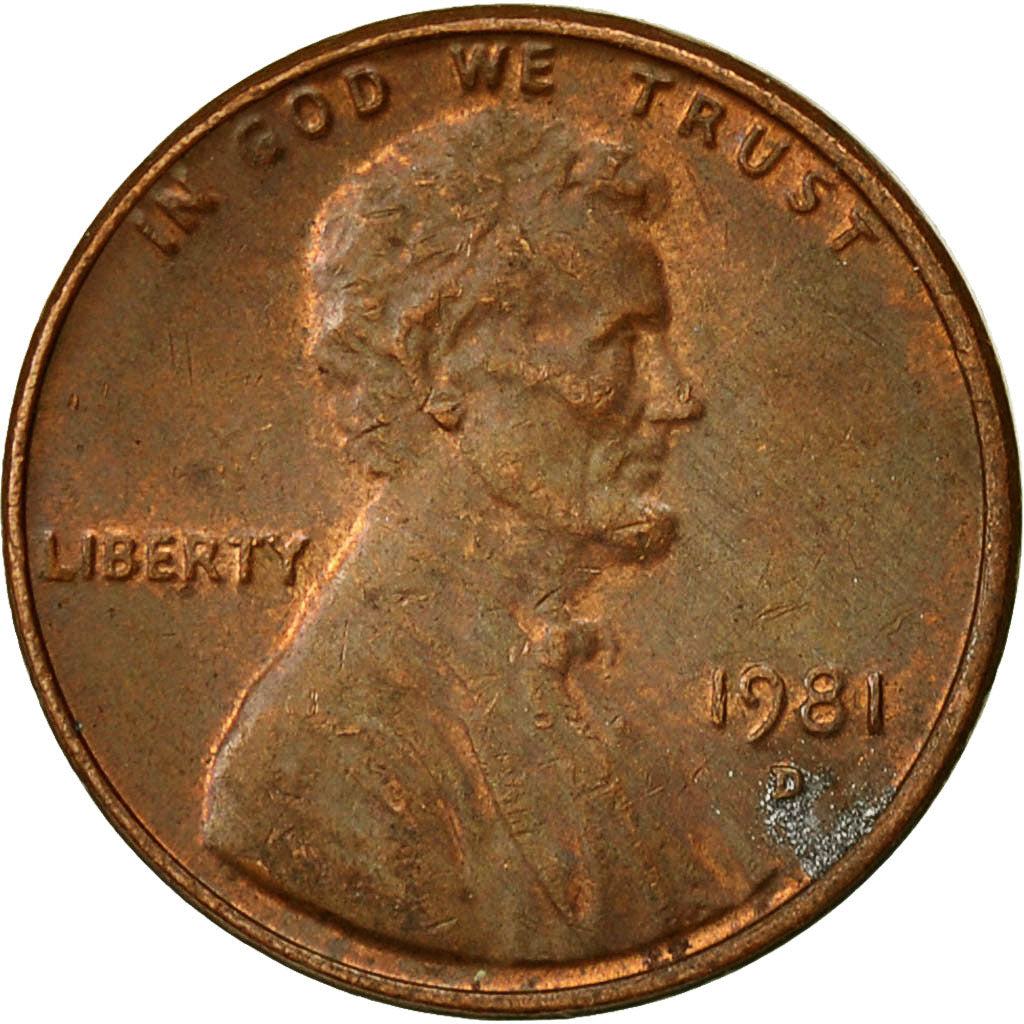 Moneta, Stati Uniti, Lincoln Cent, Cent, 1981, U.S. Mint, Denver, BB, Ottone