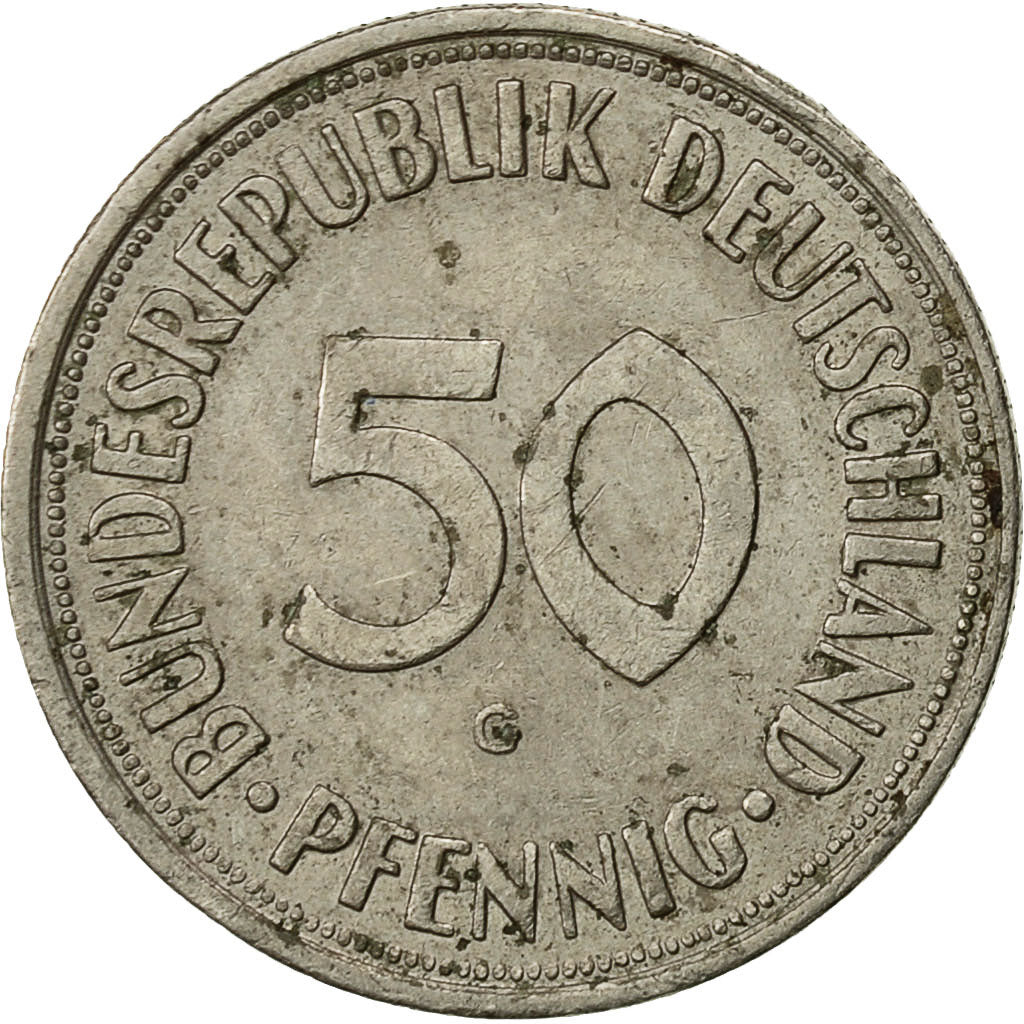 Coin, GERMANY - FEDERAL REPUBLIC, 50 Pfennig, 1969, Karlsruhe, EF(40-45)