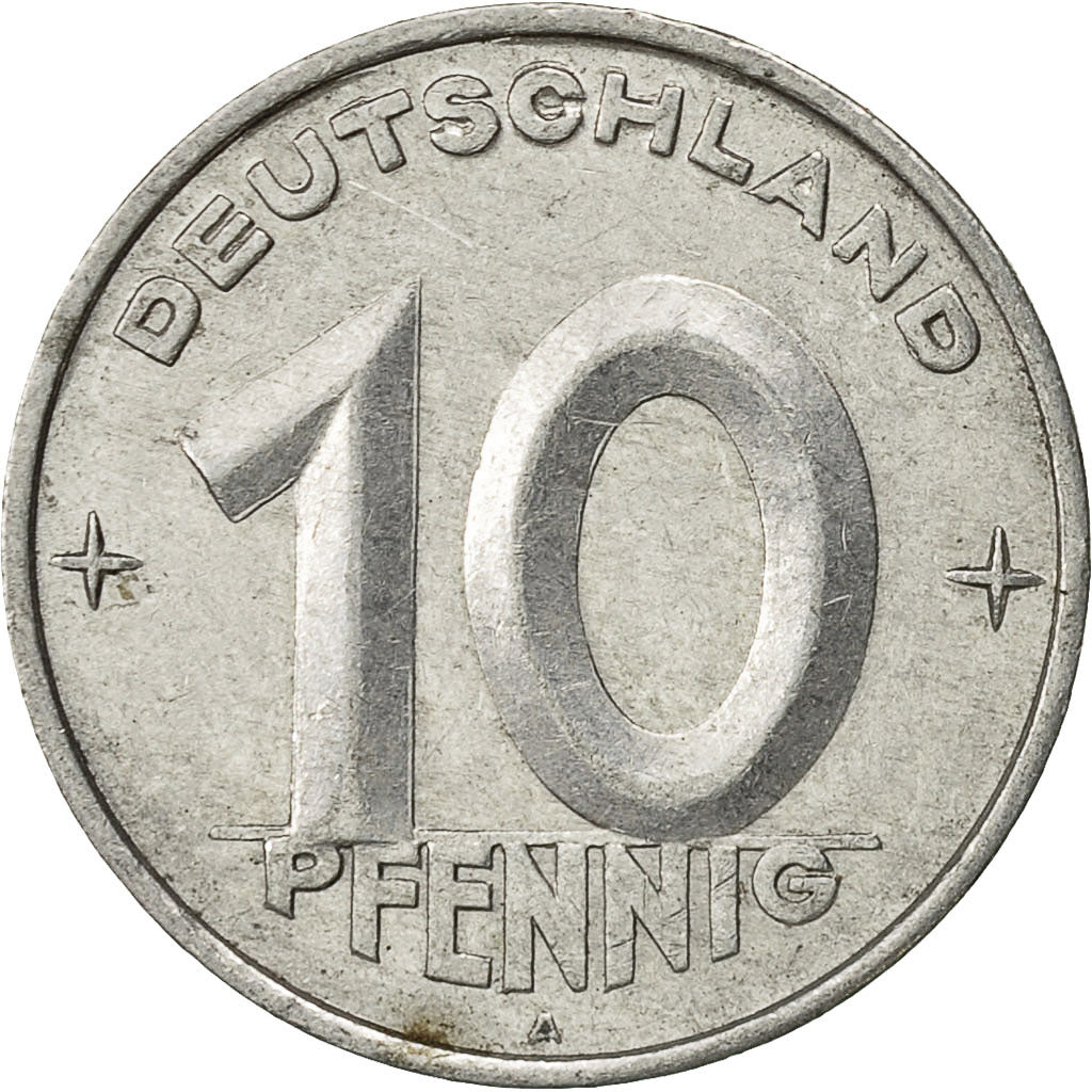Munten, DUITSE DEMOCRATISCHE REPUBLIEK, 10 Pfennig, 1953, Berlin, ZF, Aluminium