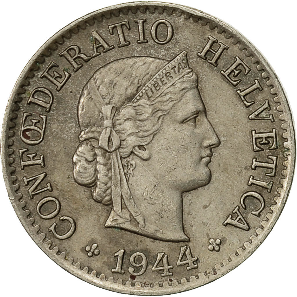Moneta, Svizzera, 5 Rappen, 1944, Bern, BB, Rame-nichel, KM:26