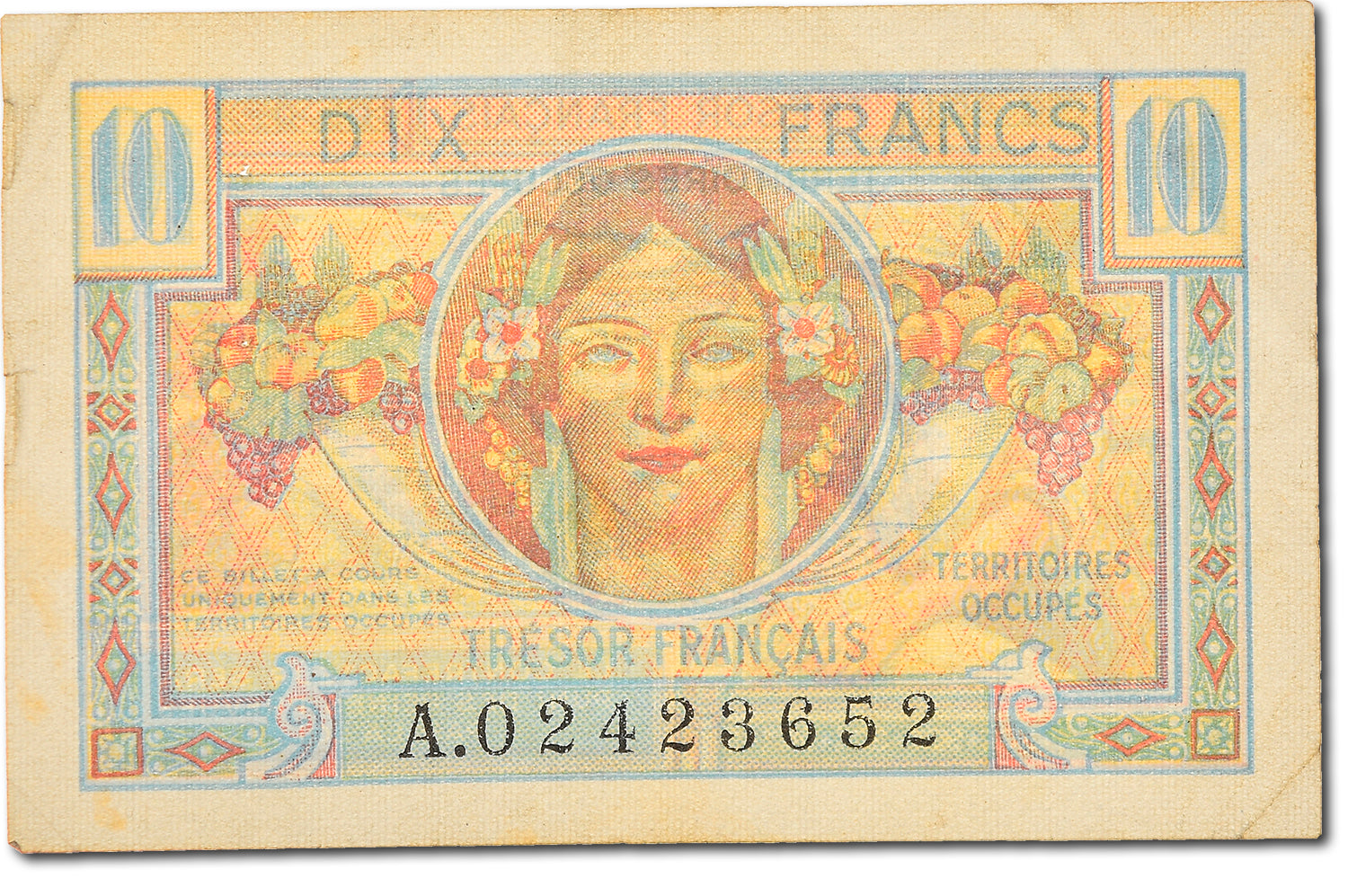 Banconote, Francia, 10 Francs, 1947 French Treasury, 1947, MB+, Fayette:VF30.1