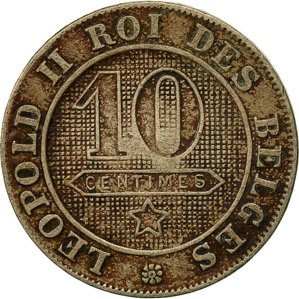 Moneta, Belgio, Leopold II, 10 Centimes, 1894, MB+, Rame-nichel, KM:42