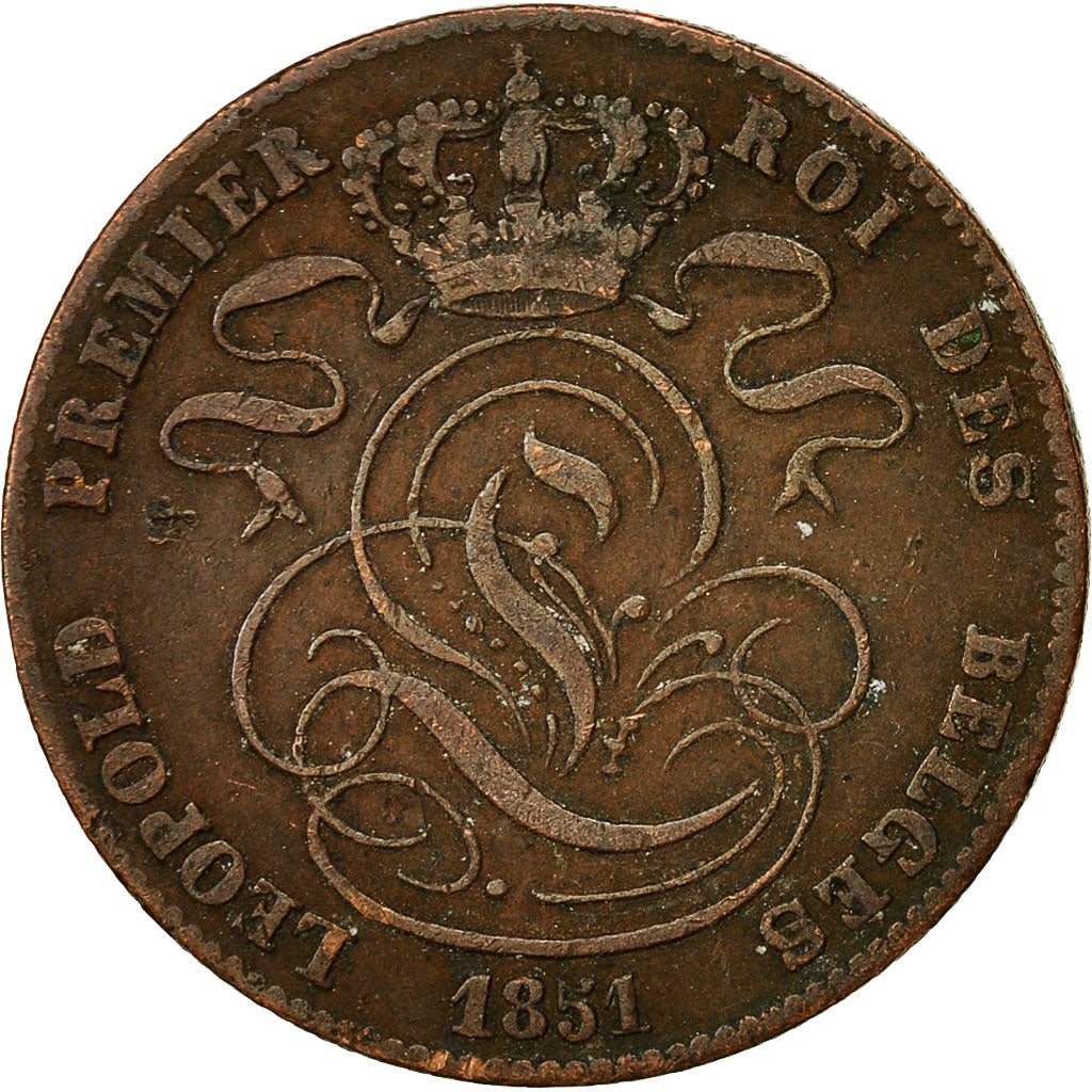 Coin, Belgium, Leopold I, 5 Centimes, 1851, VF(30-35), Copper, KM:5.1