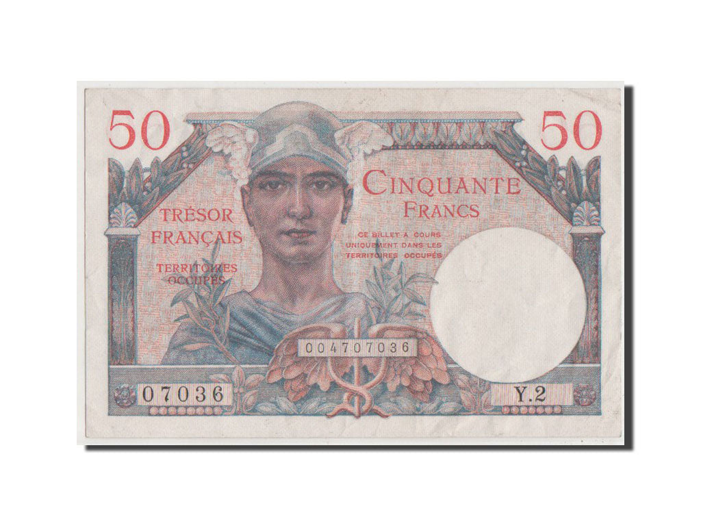 France, 50 Francs, 1947 French Treasury, 1947, KM #M8, EF(40-45), Y.2, Fayette..