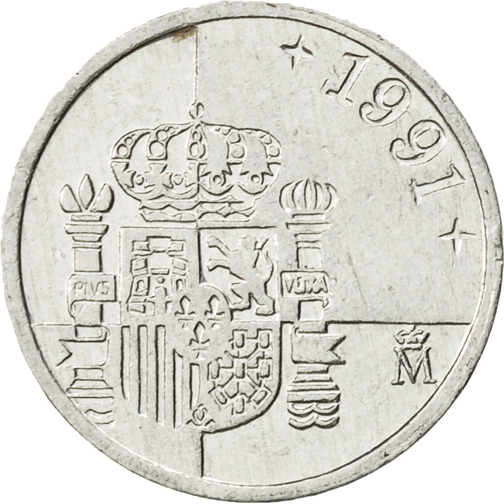 Moneda, España, Juan Carlos I, Peseta, 1991, MBC, Aluminio, KM:832