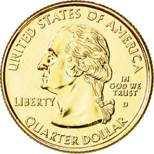 Münze, Vereinigte Staaten, Quarter, 2007, U.S. Mint, VZ+, Gold plated