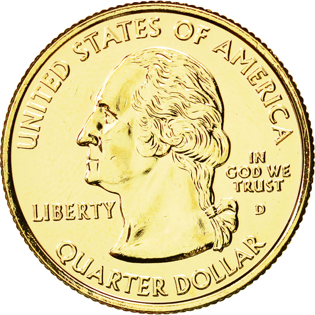Münze, Vereinigte Staaten, Quarter, 2007, U.S. Mint, VZ+, Gold plated