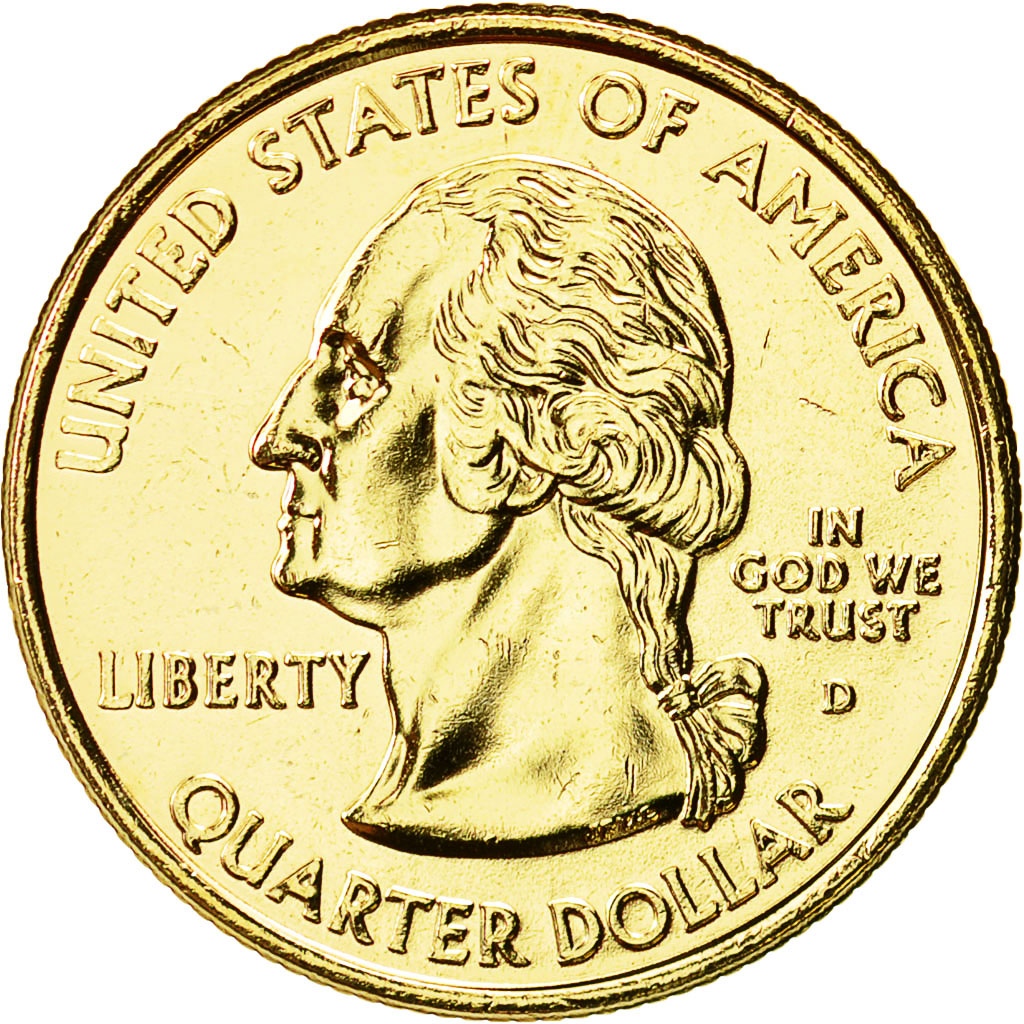 Münze, Vereinigte Staaten, Quarter, 2008, U.S. Mint, VZ+, Gold plated