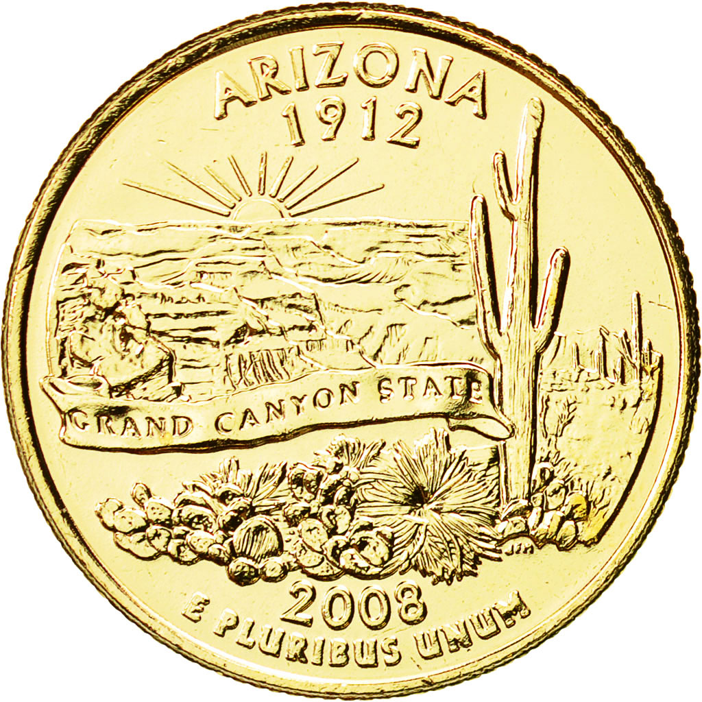 Münze, Vereinigte Staaten, Quarter, 2008, U.S. Mint, VZ+, Gold plated