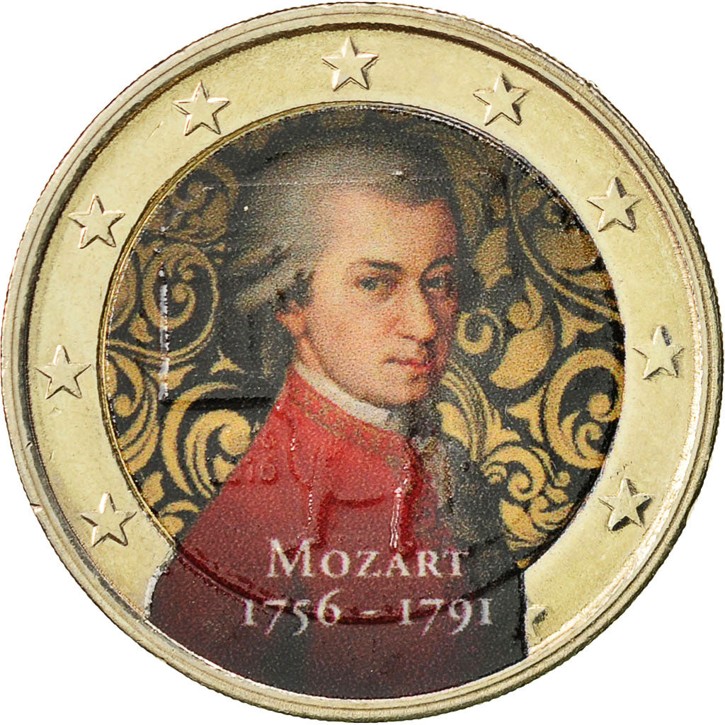 Austria, 2 Euro, Mozart, SC, Bimetálico