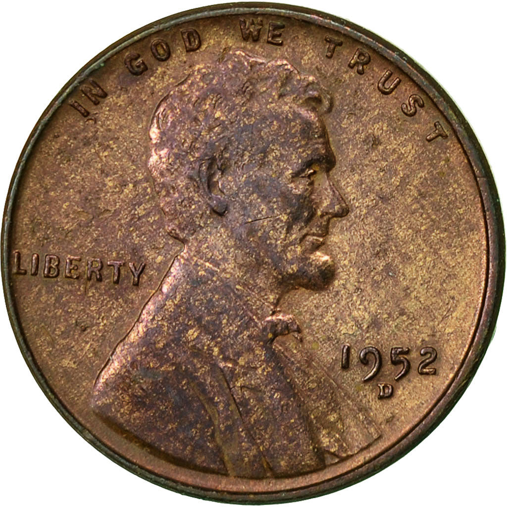 Coin, United States, Lincoln Cent, Cent, 1952, U.S. Mint, Denver, EF(40-45)