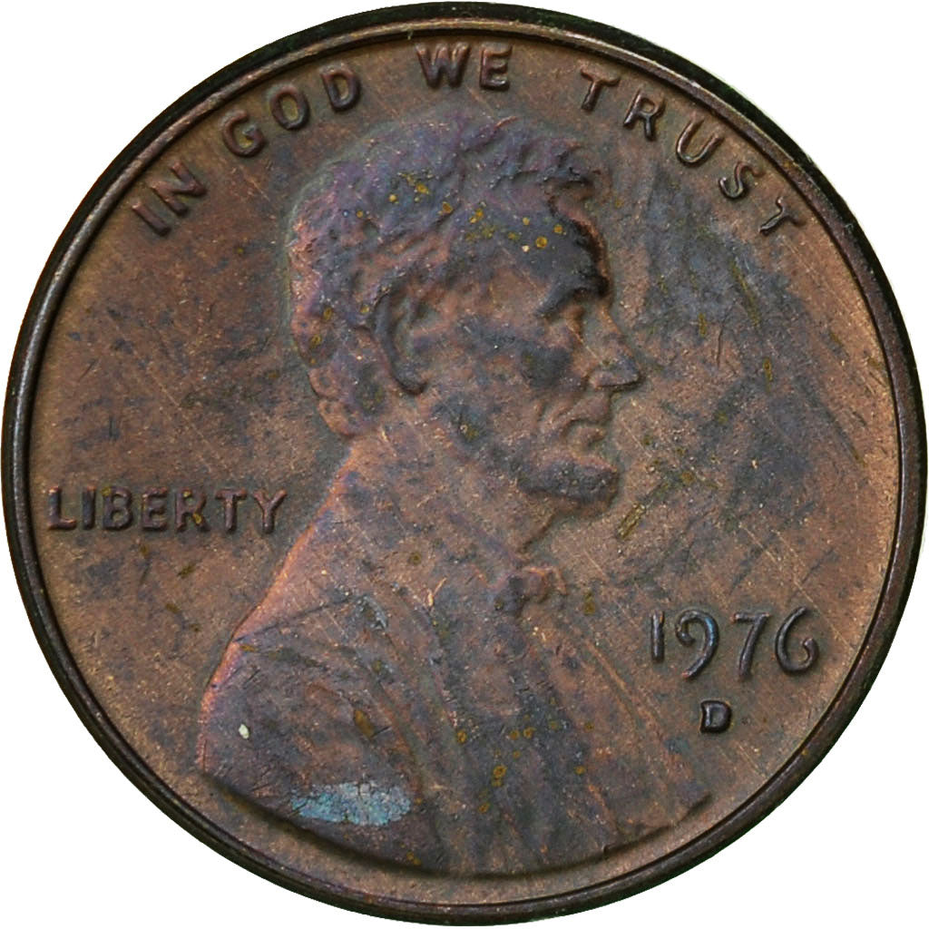 Moneta, Stati Uniti, Lincoln Cent, Cent, 1976, U.S. Mint, Denver, BB, Ottone