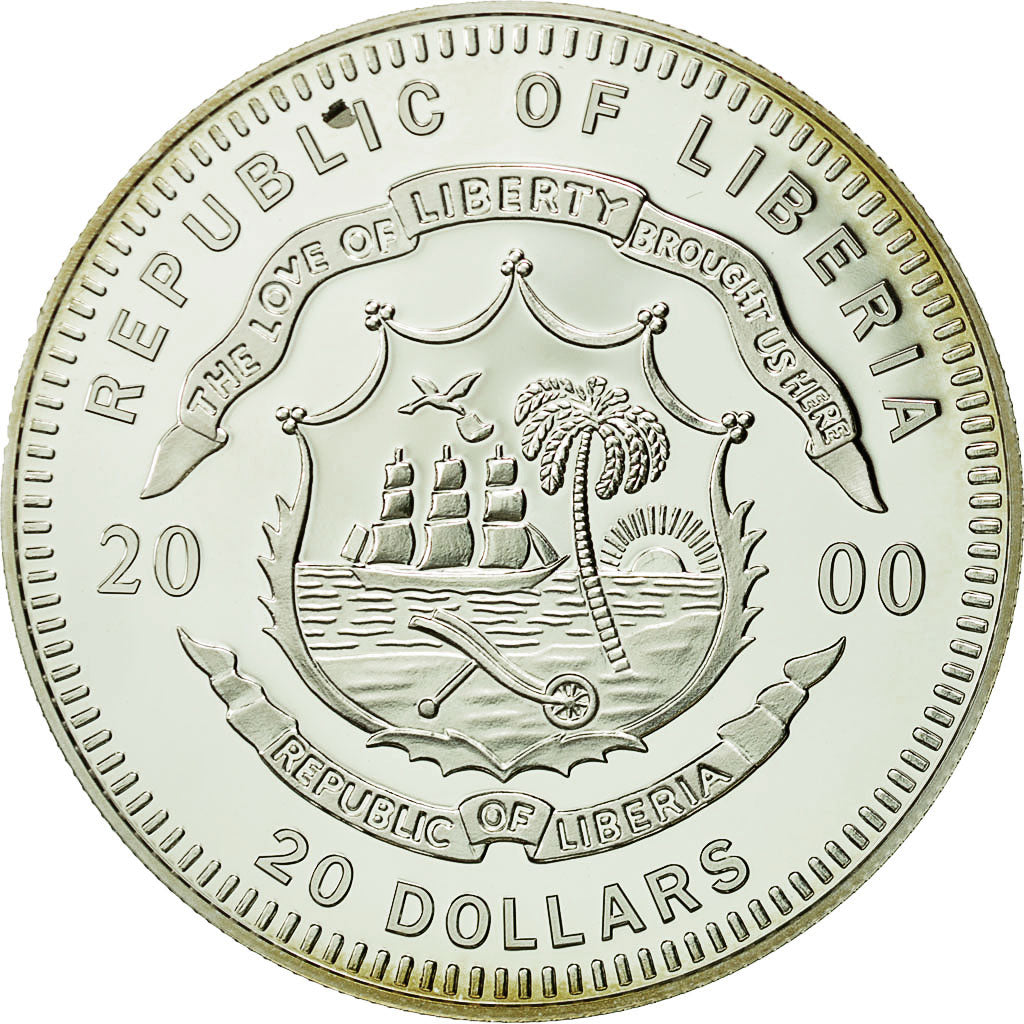 Münze, Liberia, 20 Dollars, 2000, STGL, Silber