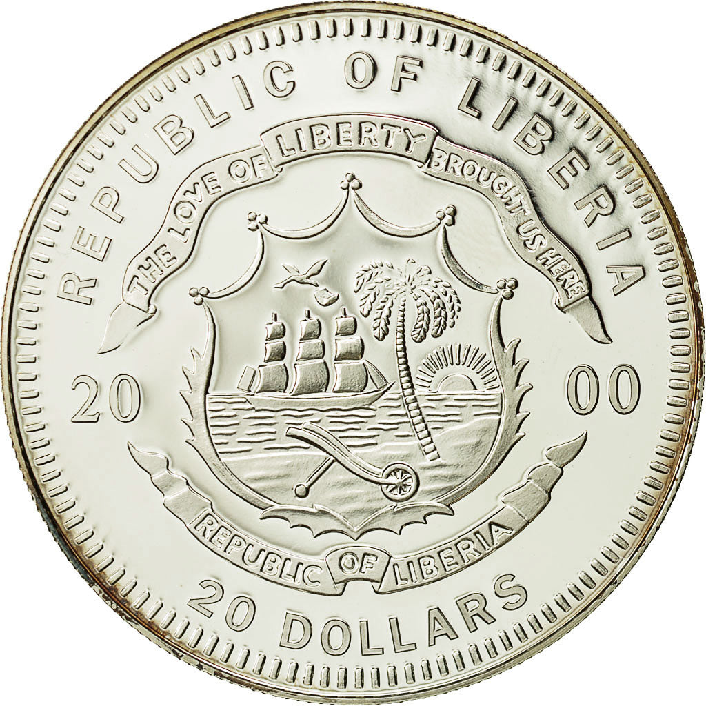 Münze, Liberia, 20 Dollars, 2000, STGL, Silber