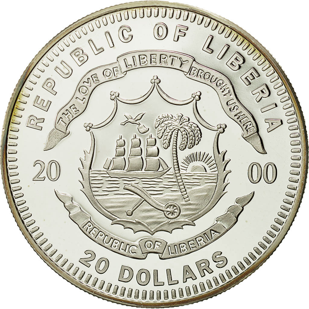 Coin, Liberia, 20 Dollars, 2000, MS(65-70), Silver