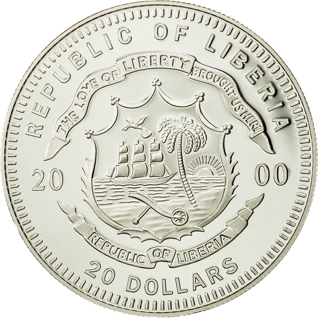 Münze, Liberia, 20 Dollars, 2000, STGL, Silber