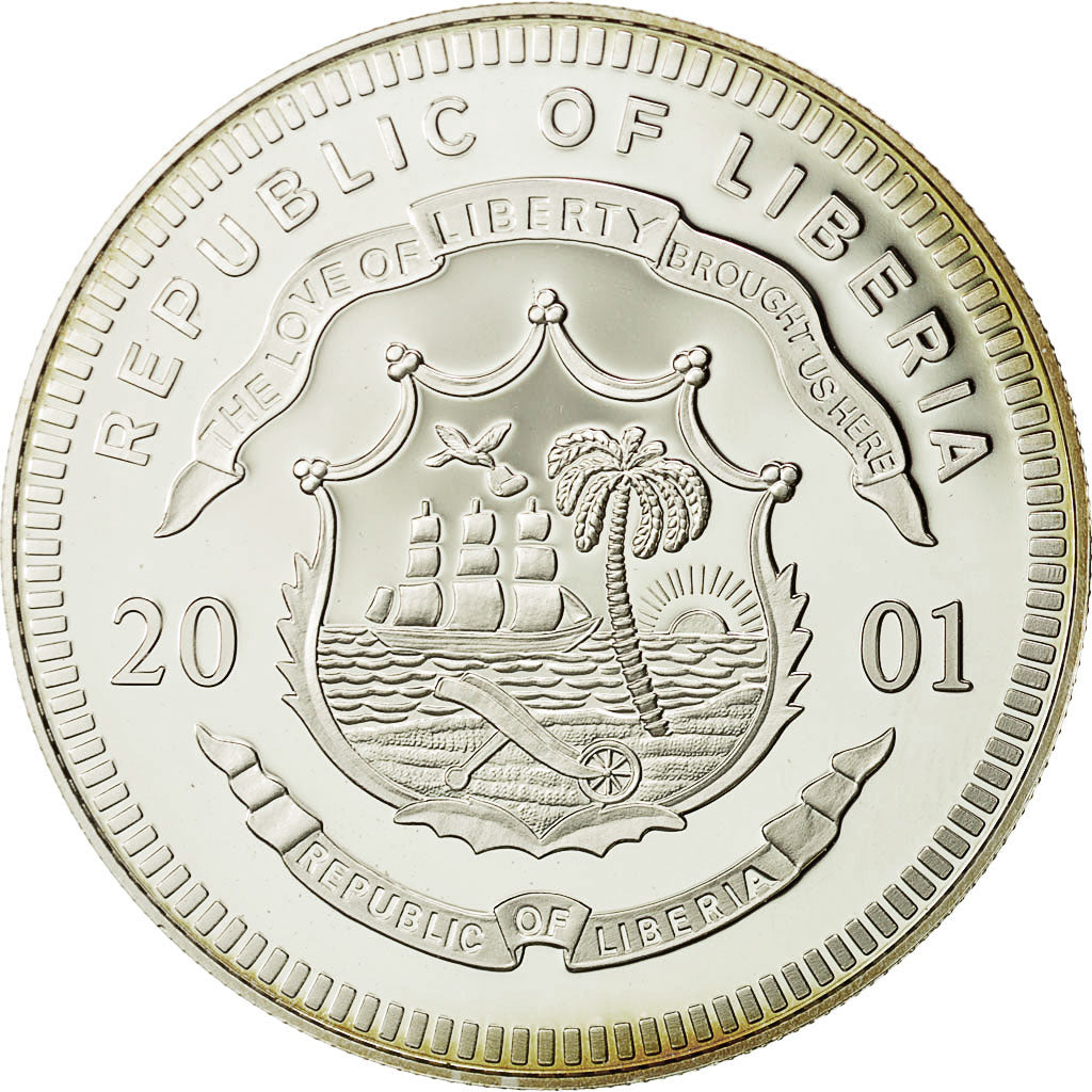 Moneta, Liberia, 20 Dollars, 2001, FDC, Argento