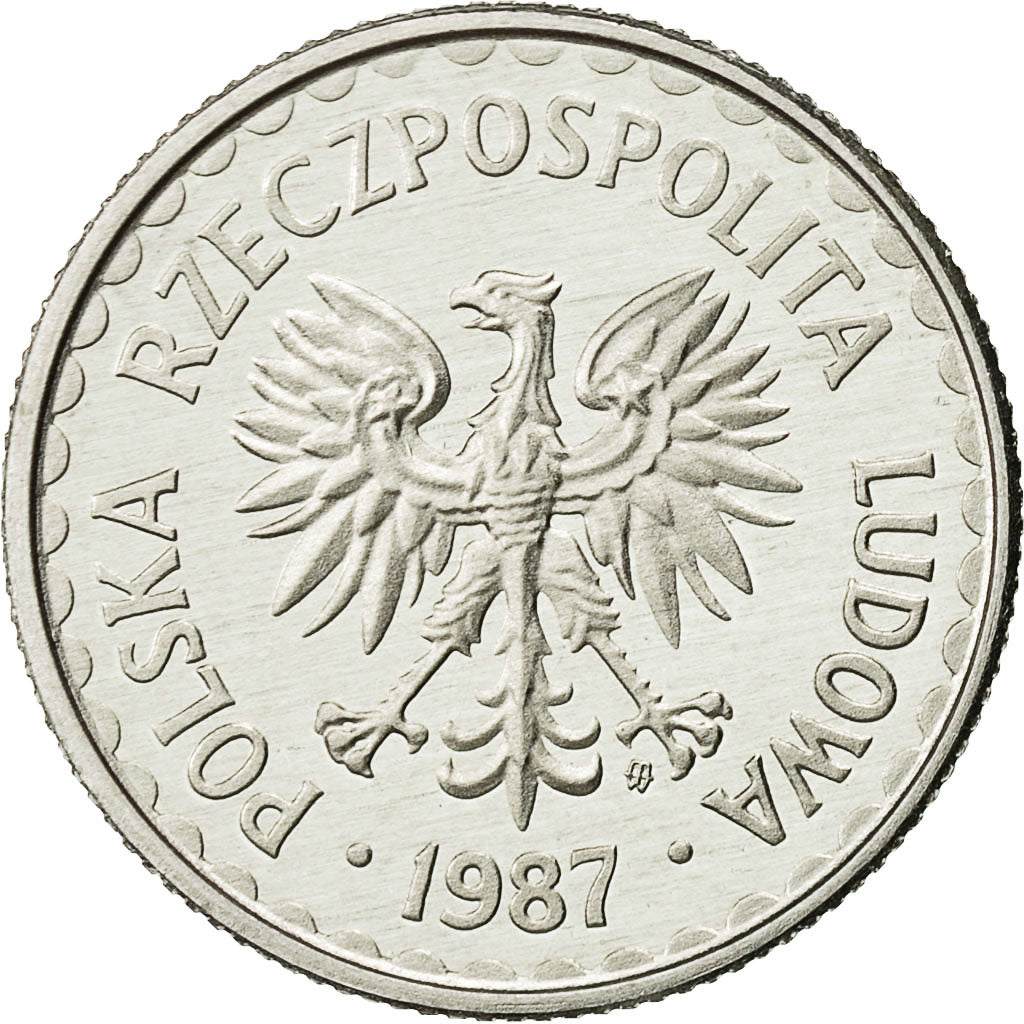 Coin, Poland, Zloty, 1987, Warsaw, MS(65-70), Aluminum, KM:49.2