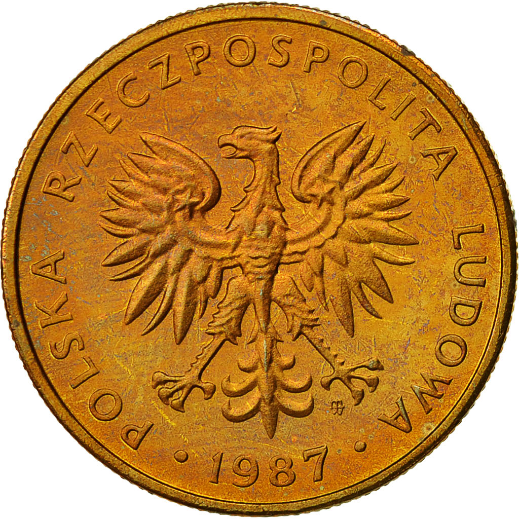 Munten, Polen, 5 Zlotych, 1987, Warsaw, PR+, Tin, KM:81.2