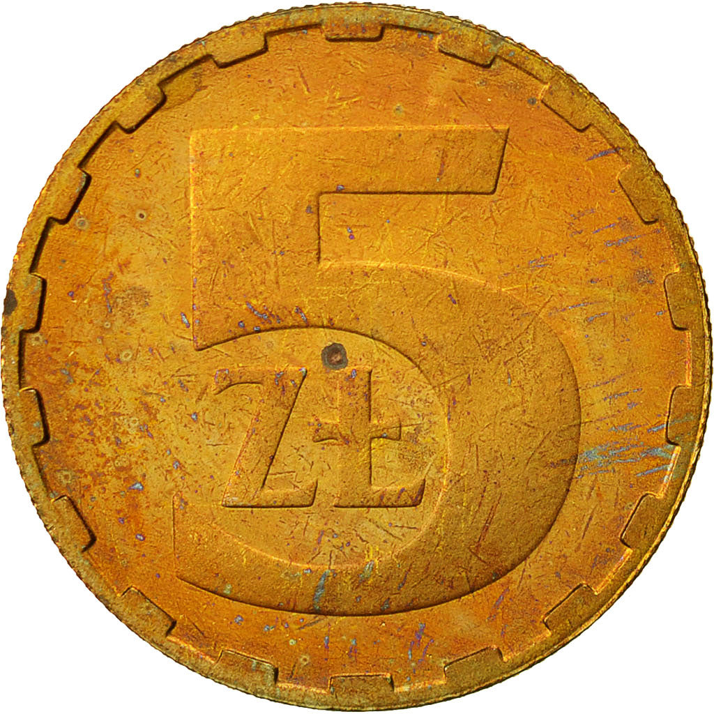Munten, Polen, 5 Zlotych, 1987, Warsaw, PR+, Tin, KM:81.2
