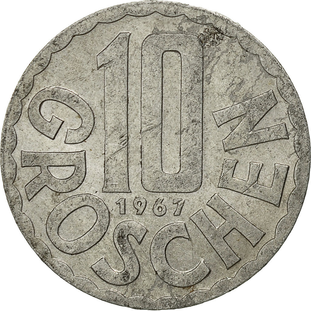 Austria, 10 Groschen, 1967, Vienna, BB, Alluminio, KM:2878