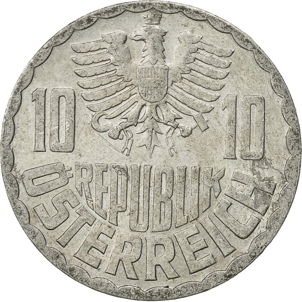 Austria, 10 Groschen, 1967, Vienna, BB, Alluminio, KM:2878