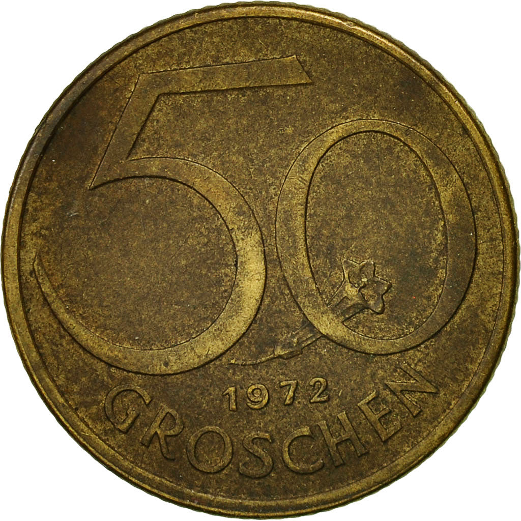 Austria, 50 Groschen, 1972, BB, Alluminio-bronzo, KM:2885