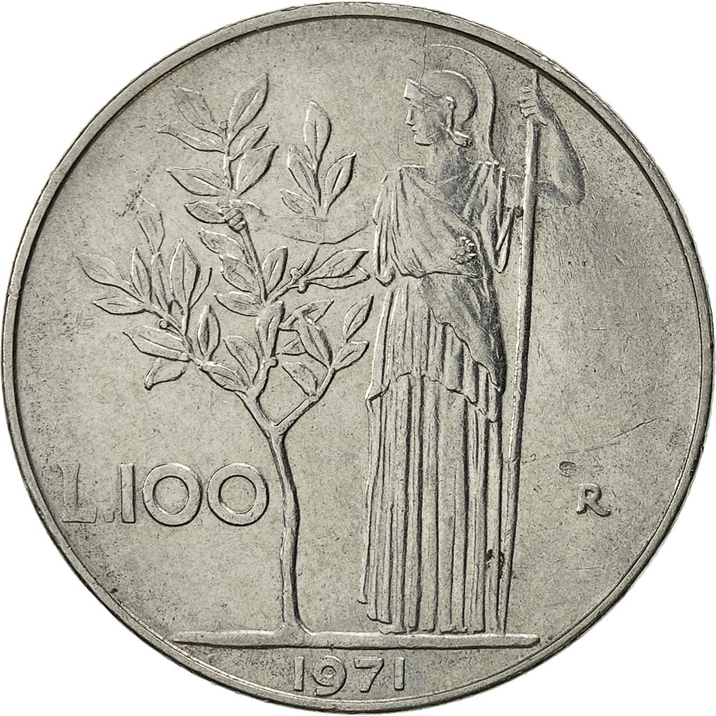 Italia, 100 Lire, 1971, Rome, BB, Acciaio inossidabile, KM:96.1