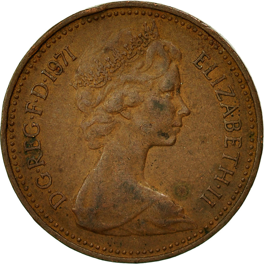 Great Britain, Elizabeth II, New Penny, 1971, EF(40-45), Bronze, KM:915