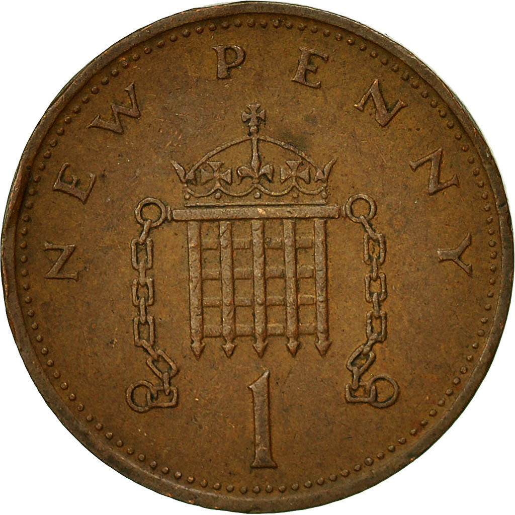 Great Britain, Elizabeth II, New Penny, 1971, EF(40-45), Bronze, KM:915