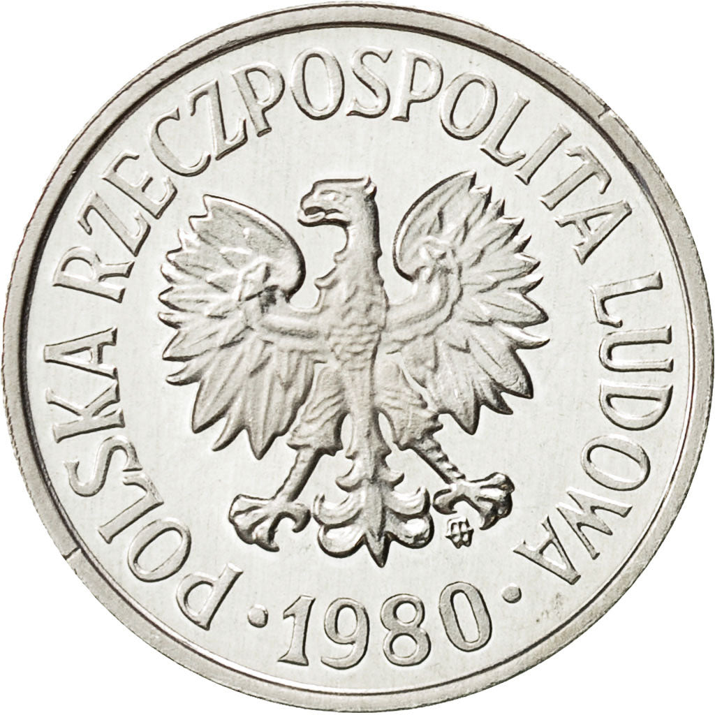 Polonia, 20 Groszy, 1980, Warsaw, FDC, Alluminio, KM:A47