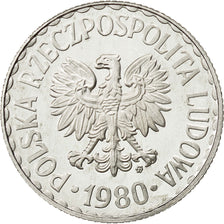 Poland, Zloty, 1980, Warsaw, MS(65-70), Aluminum, KM:49.1