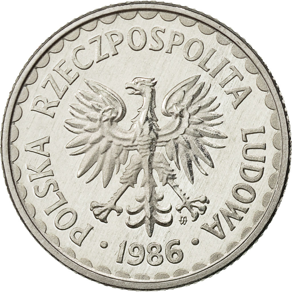 Poland, Zloty, 1986, Warsaw, MS(65-70), Aluminum, KM:49.2