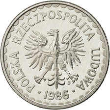 Poland, Zloty, 1986, Warsaw, MS(65-70), Aluminum, KM:49.2