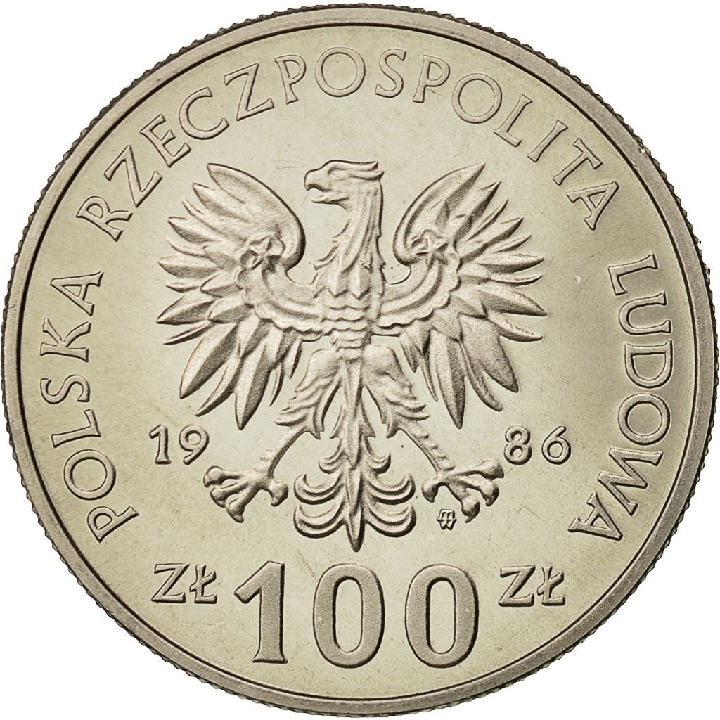 Moneta, Polska, 100 Zlotych, 1986, Warsaw, MS(63), Miedź-Nikiel, KM:160