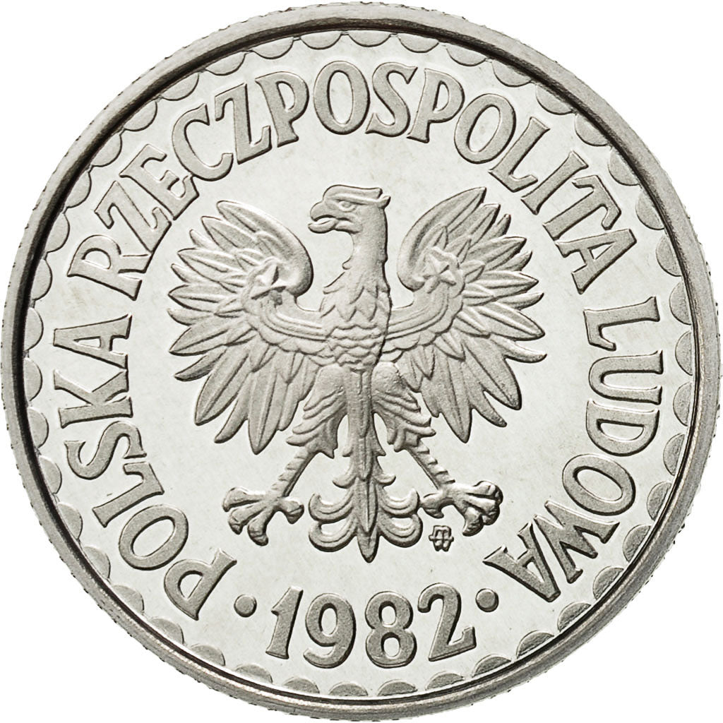 Poland, Zloty, 1982, Warsaw, MS(65-70), Aluminum, KM:49.1