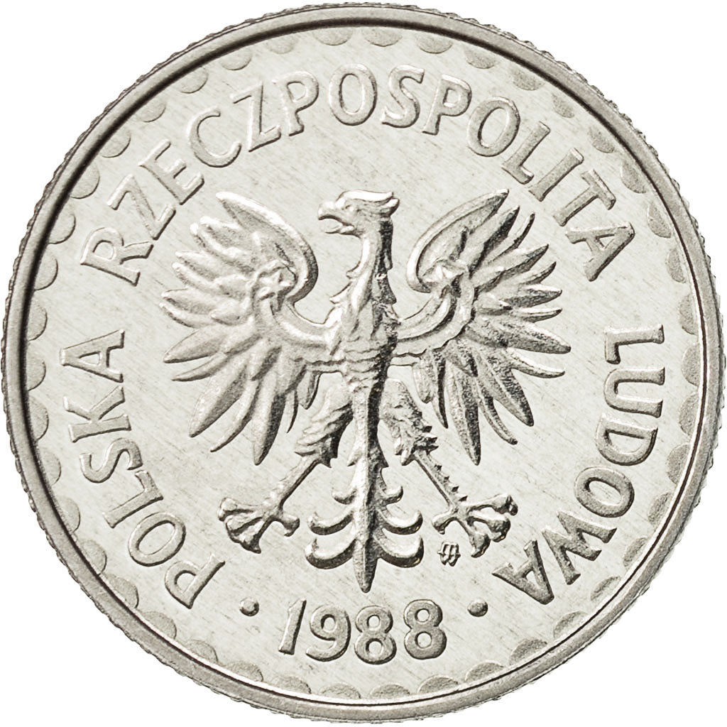 Poland, Zloty, 1988, Warsaw, MS(65-70), Aluminum, KM:49.2