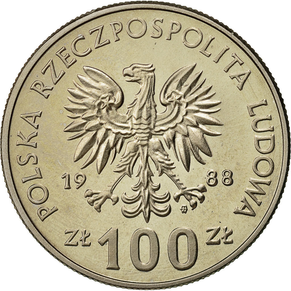 Poland, 100 Zlotych, 1988, Warsaw, MS(65-70), Copper-nickel, KM:182