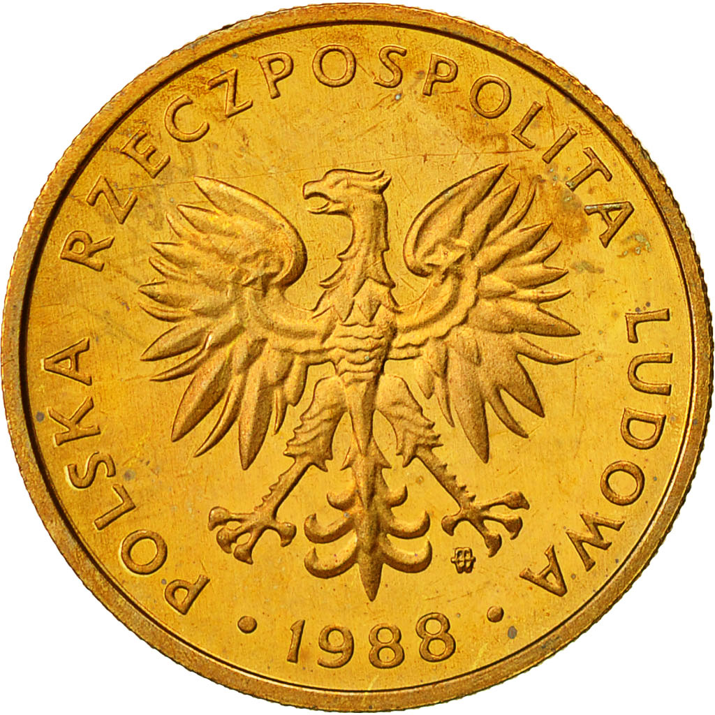 Polonia, 5 Zlotych, 1988, Warsaw, SPL, Ottone, KM:81.2