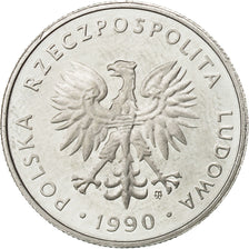 Poland, 5 Zlotych, 1990, Warsaw, MS(60-62), Aluminum, KM:81.3